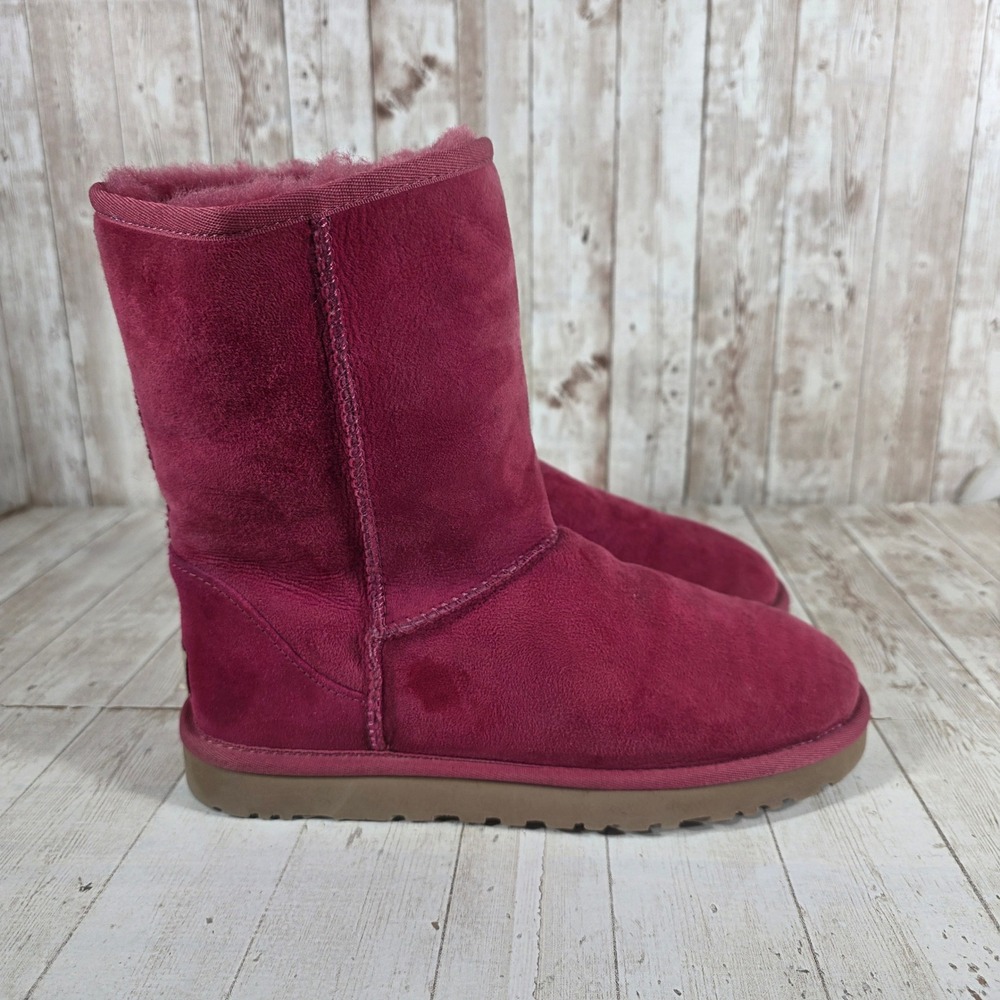 UGG Australia Classic Short 5825 Magenta Pink Suede Shearling Boots Womens 8